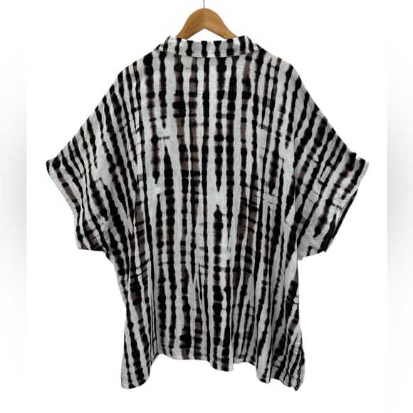 La Blanca Bamboo Print Tunic Cover Up Brown White Beach Resort Vacation One Size - Picture 5 of 12